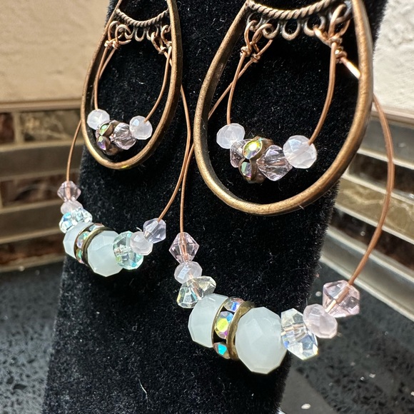 Butterfly pink and rose gold dangles - Picture 5 of 5